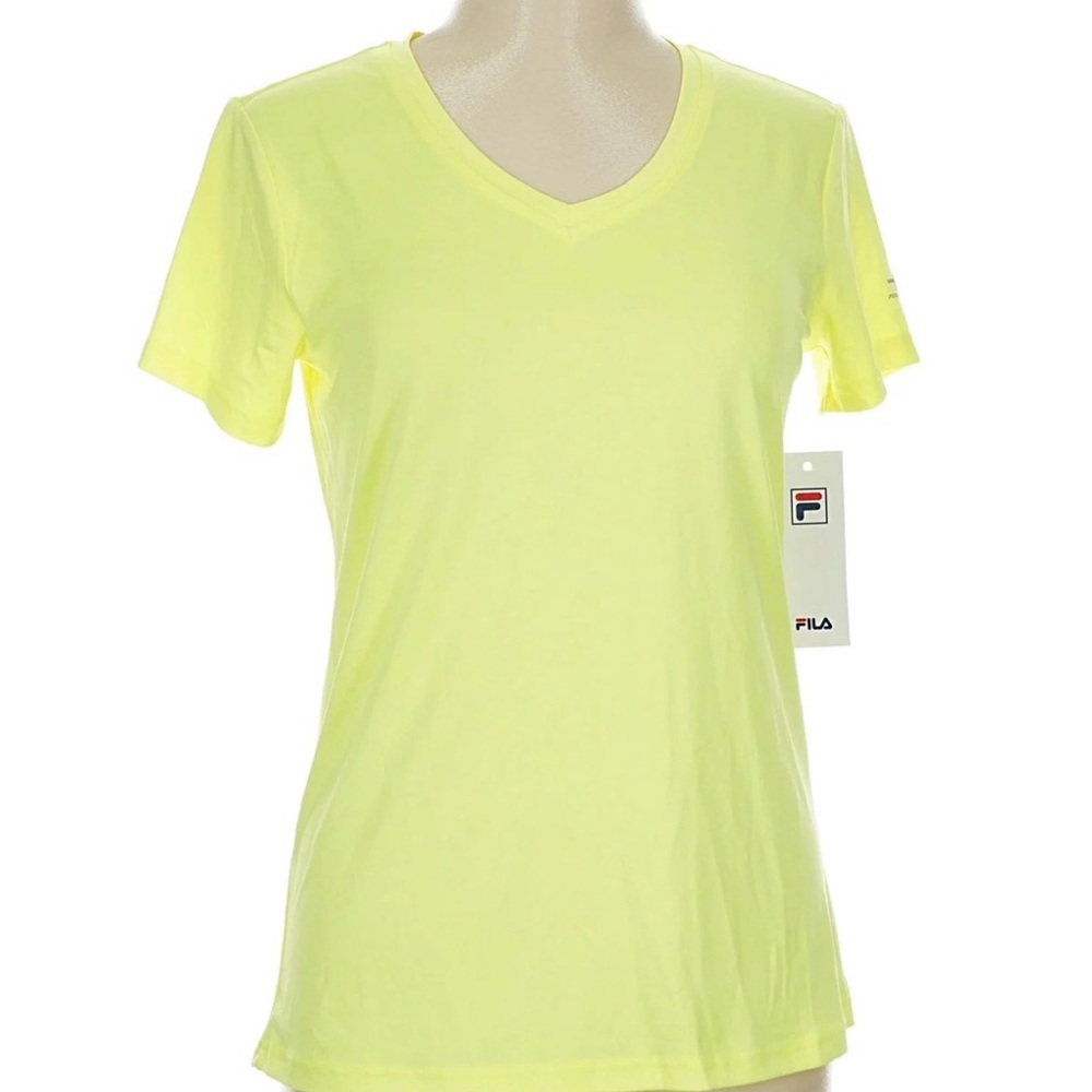 Fila Women's Light Yellow V-Neck Tee